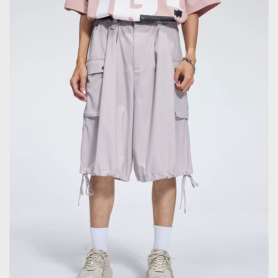 Casual Three Color Pocket Drawstring Shorts
