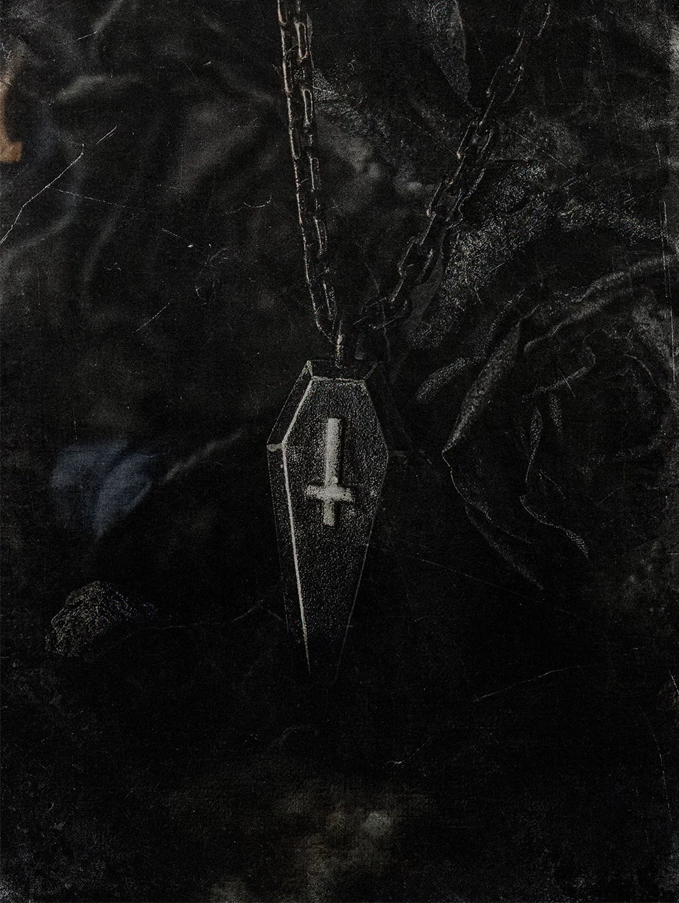 Handmade Distressed Gothic Devil Coffin Necklace