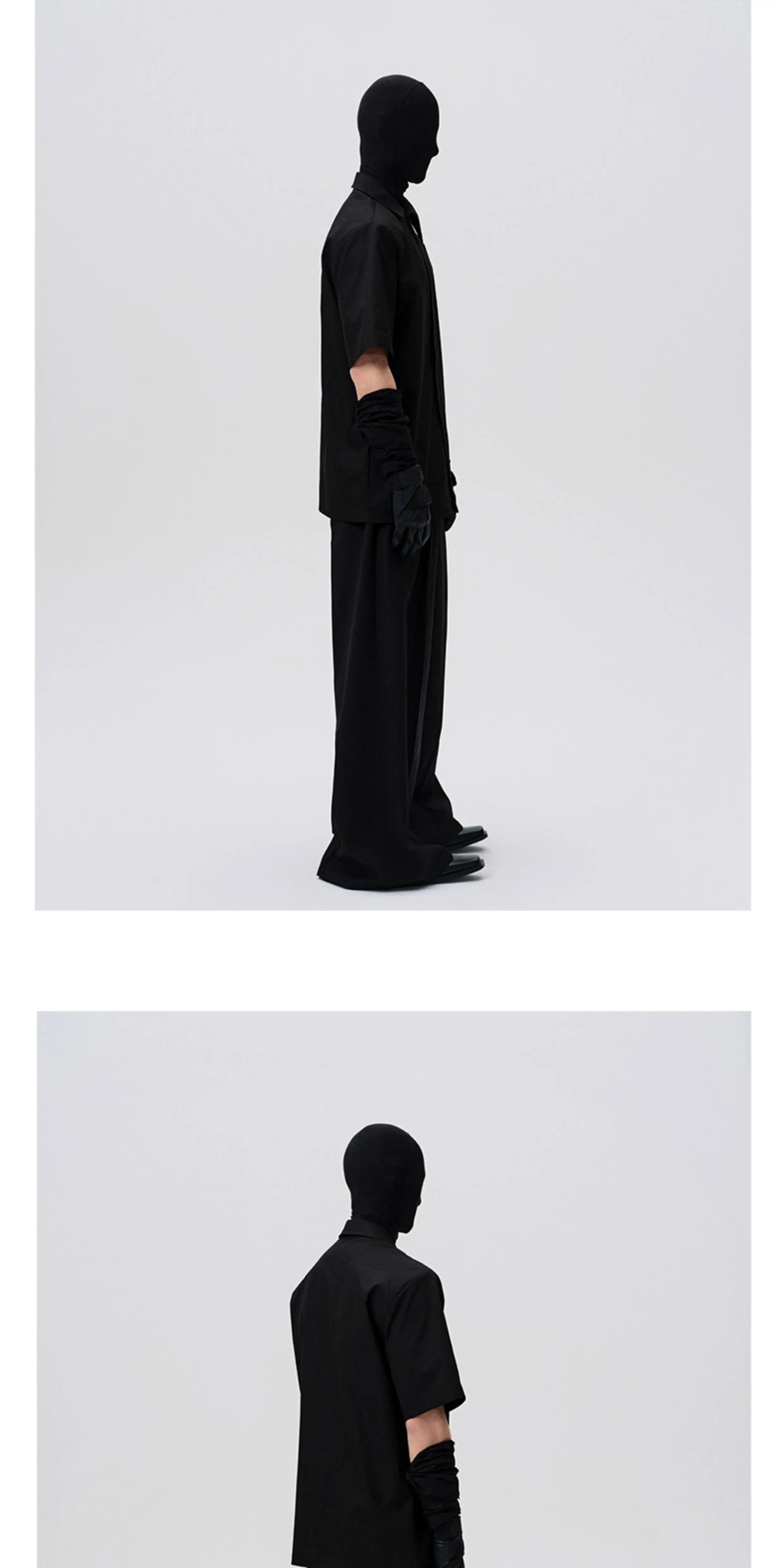 Asymmetric Slant Collar Short Sleeve Shirt