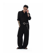 Hollow-out Long-sleeve Polo Shirt