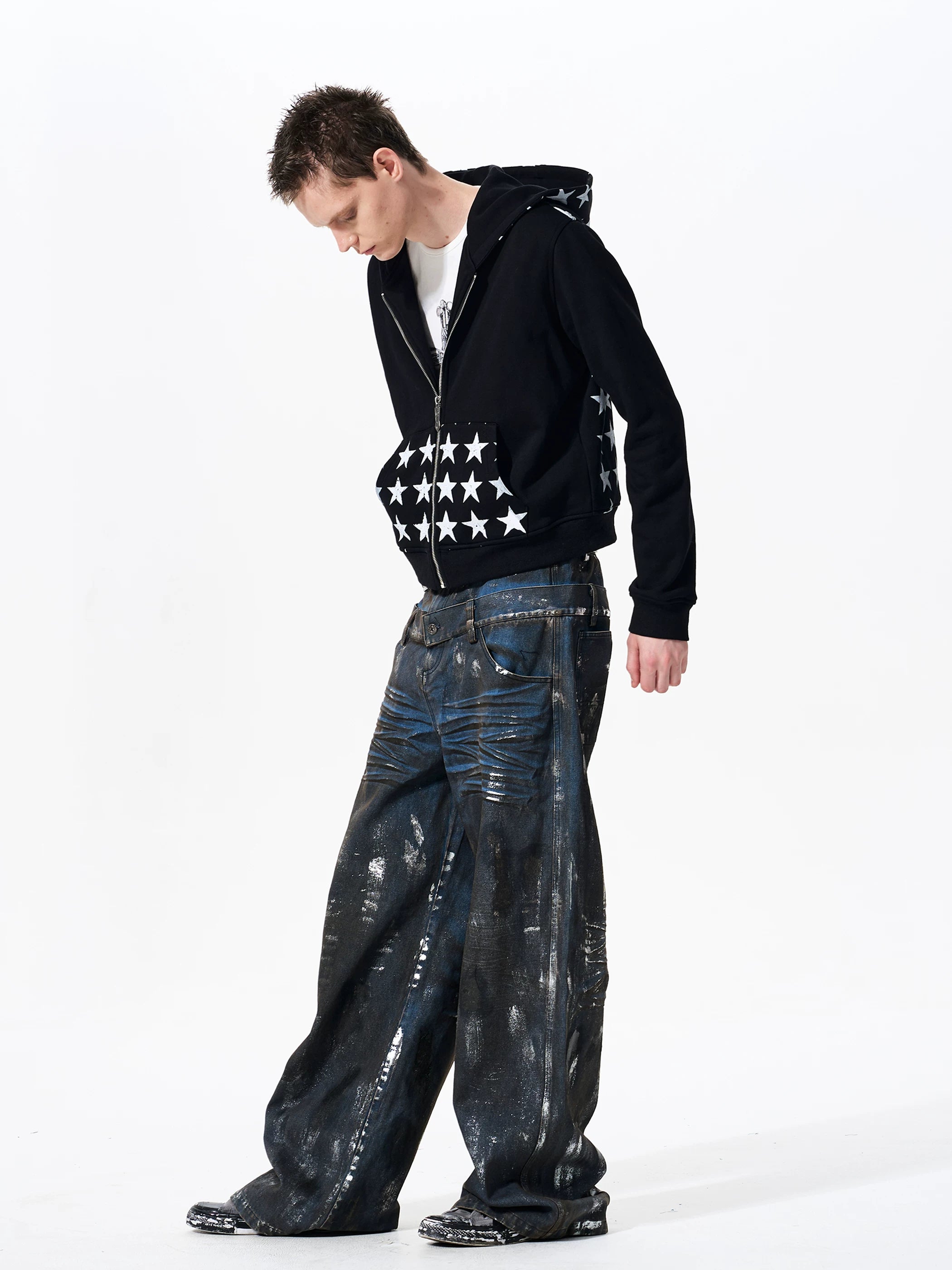 Men's Star Printed Hooded Jacket