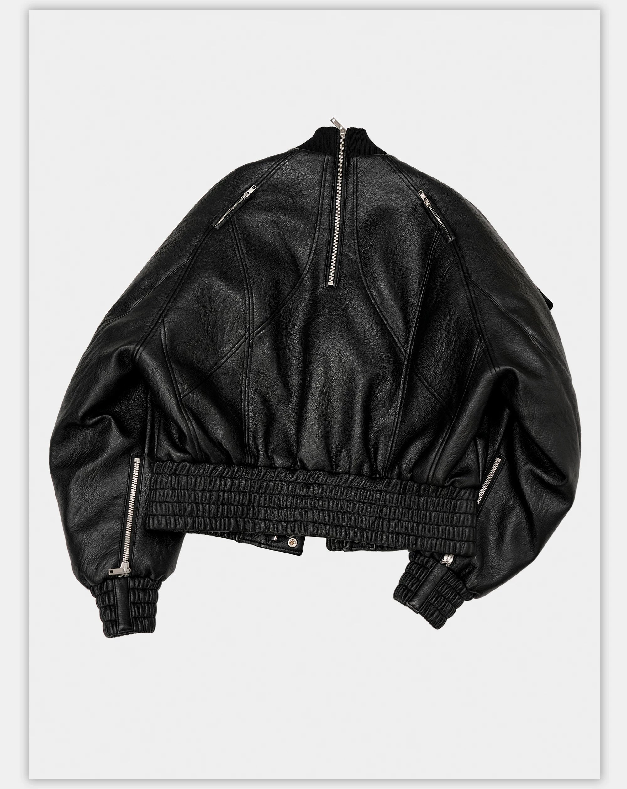 Dark Textured Curve Sleeve Bomber Jacket