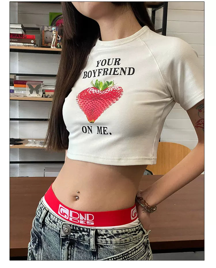 Printed Crop Slim Tee For Women