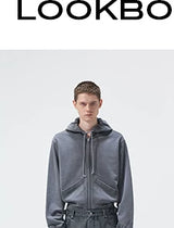 Short Drawstring Embroidered Distressed Hoodie