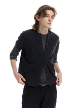 Premium Wool Blend Straight Shoulder Cardigan