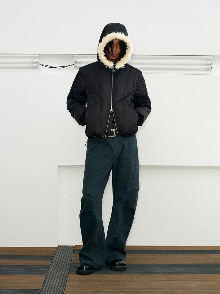 Men's 2-in-1 Winter Fur-Trimmed Puffer Vest
