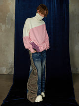 Mid-length Thick Wool Blend Turtleneck Sweater