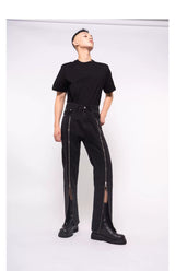 Men's Black White Padded Line Tee