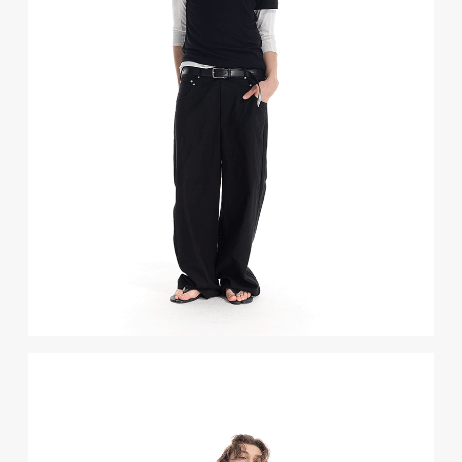 Men's Rivet Washed Distressed Straight Pants