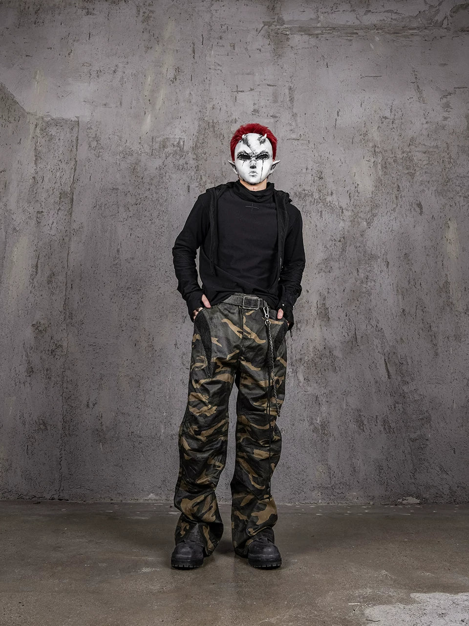 Waxed Camo Flared Jeans