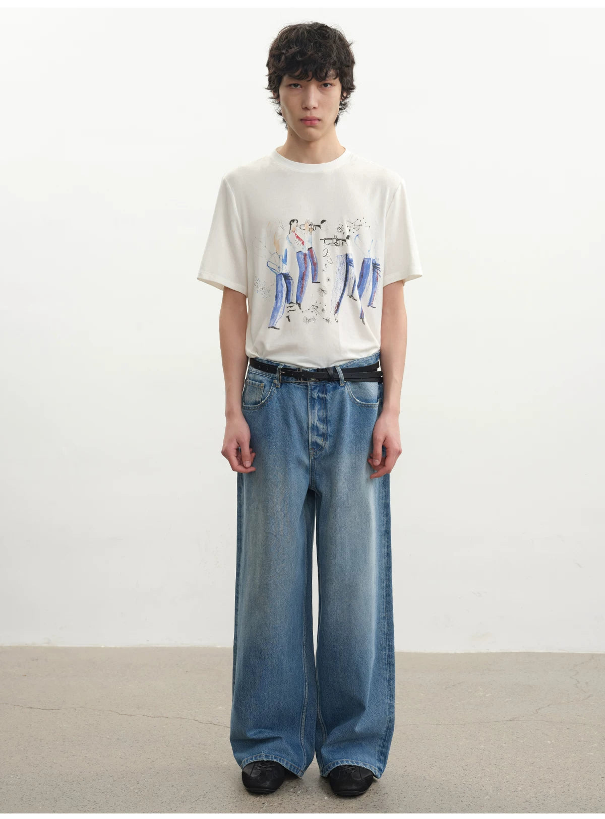 Rigid Washed Blue Straight Relaxed Jeans