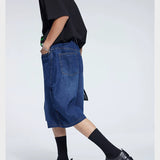 Special Waistband Tailored Washed Denim Shorts