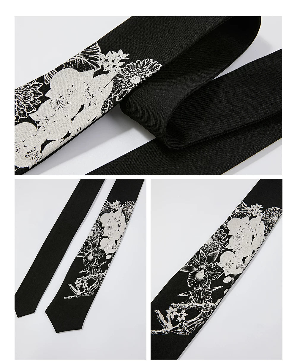 8cm Wide Preserved Flower Print Tie