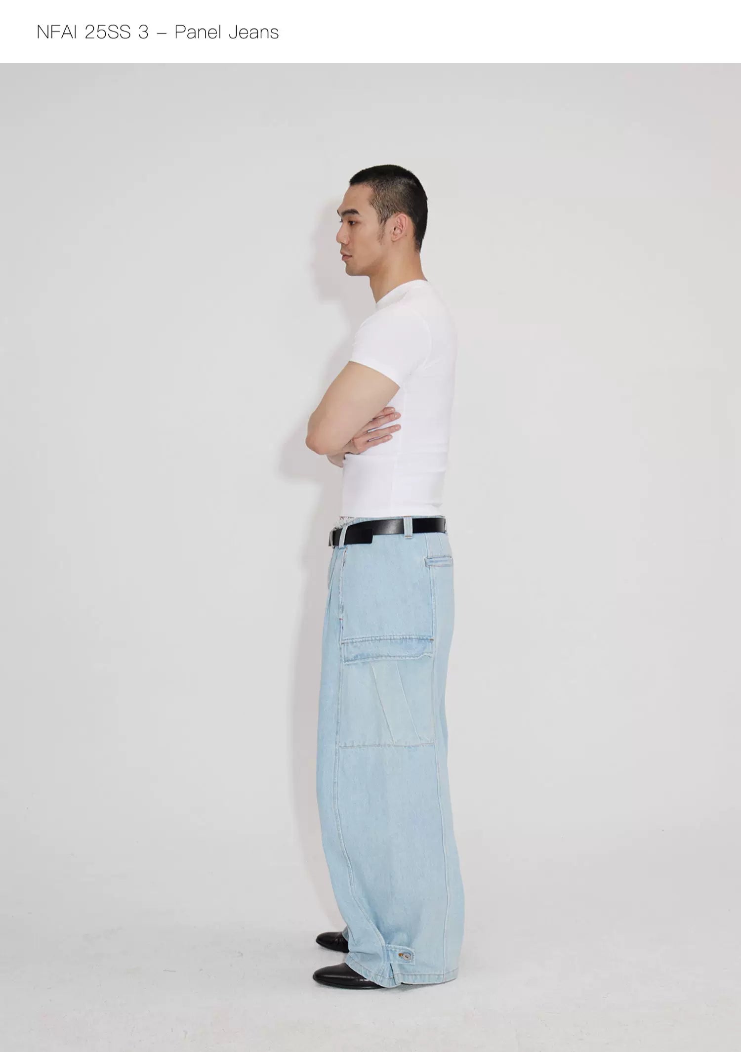 Three-Piece Raw Hem Curved Jeans