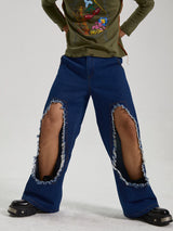 High Waisted Wide Leg Ripped Jeans