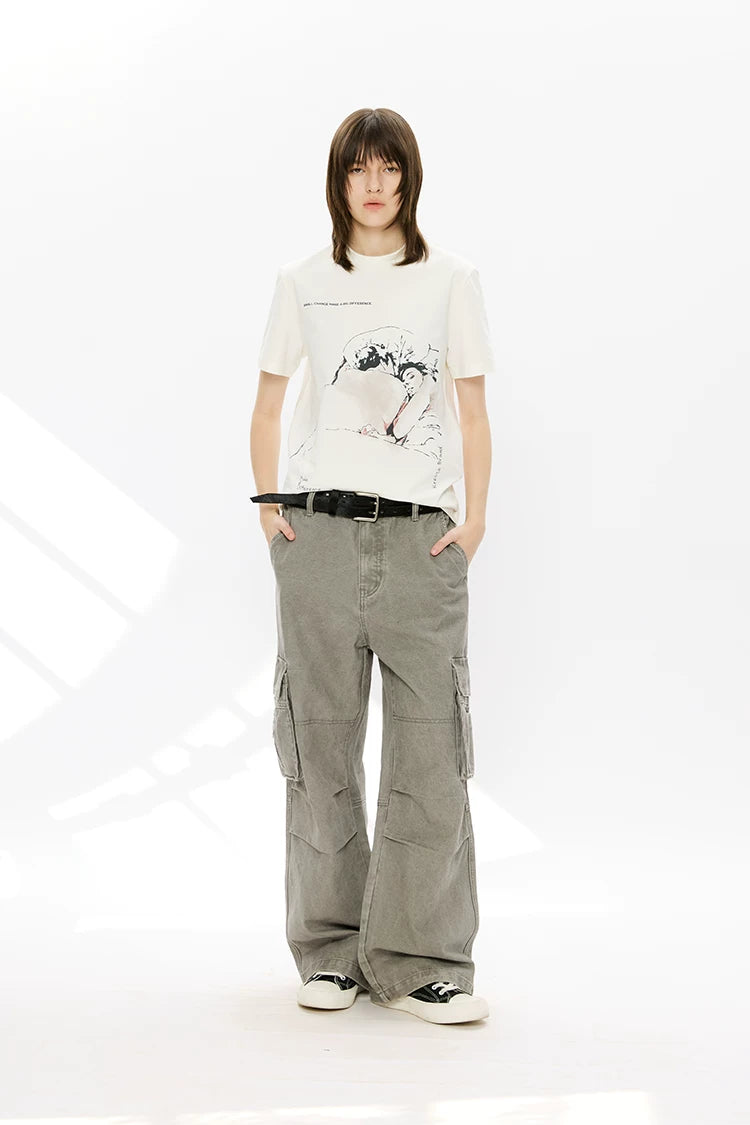 Men's Loose Brushed Cotton Cargo Pants