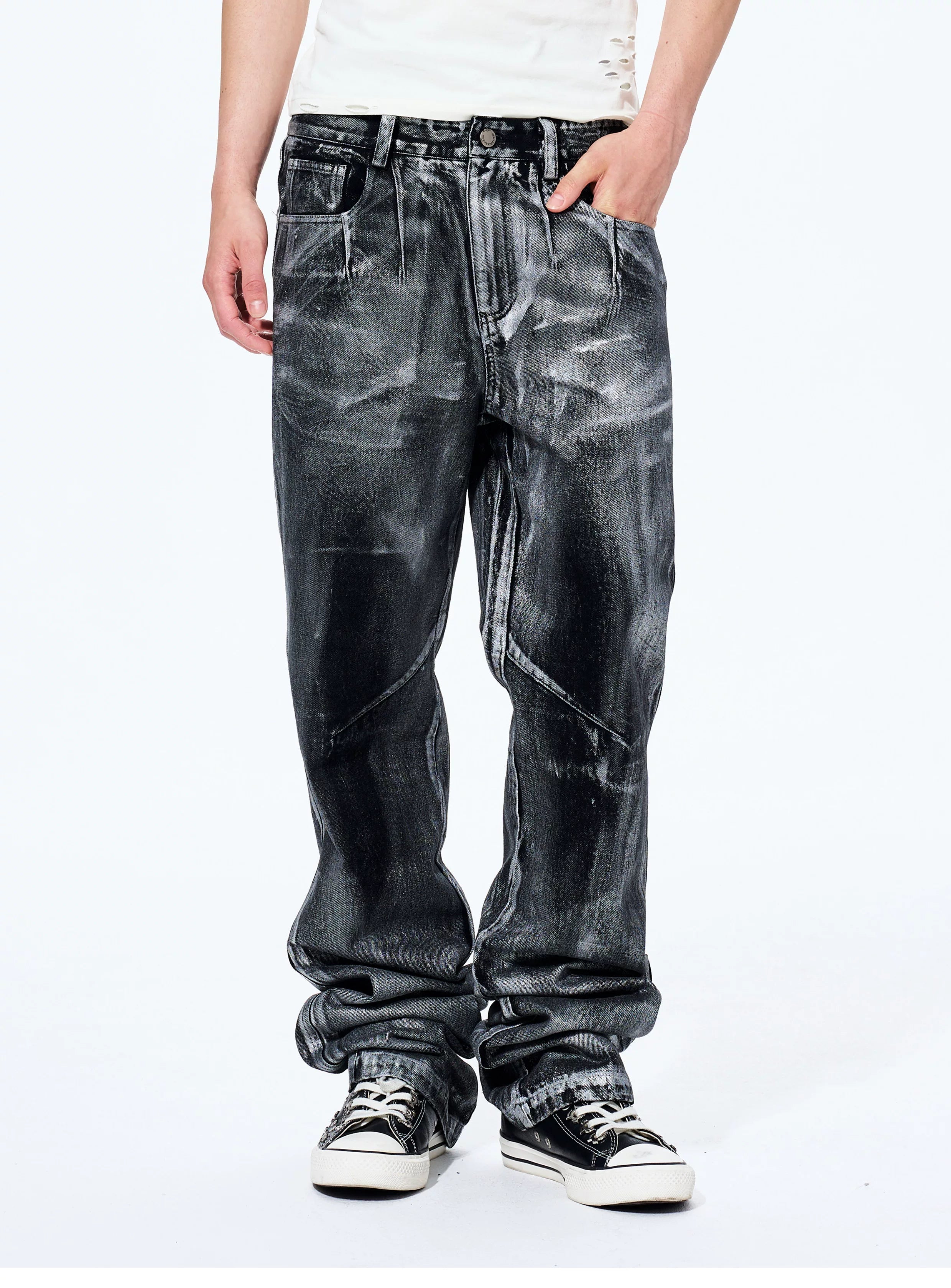 Men's Heavy Silver Straight Leg Jeans