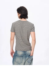 Men’s Striped Skull Print T-Shirt