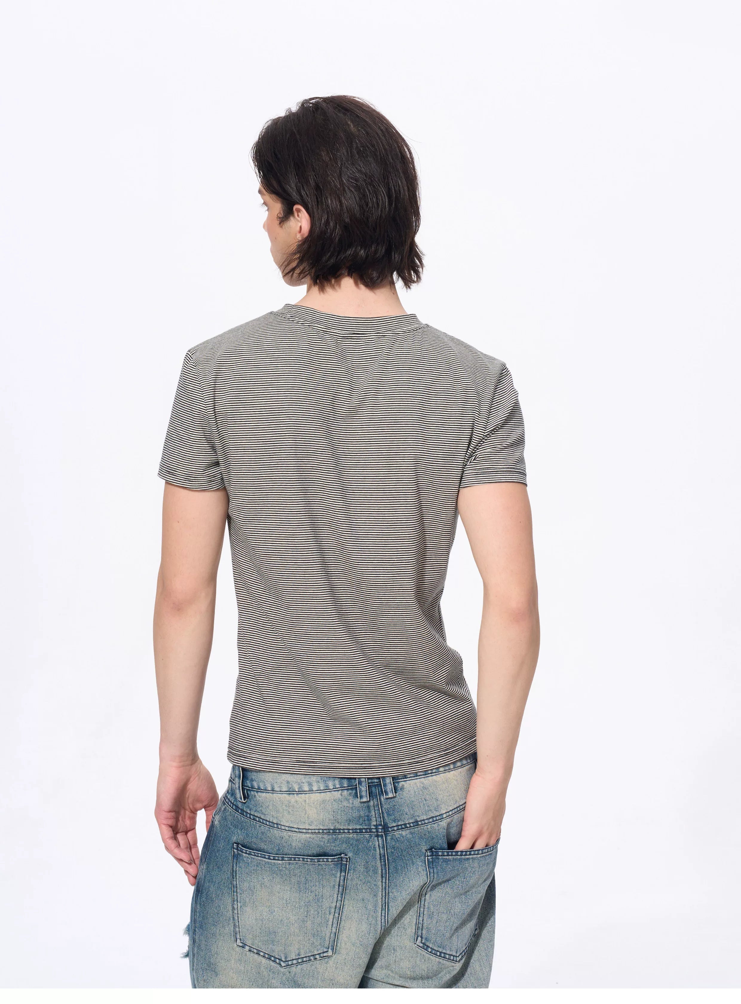 Men’s Striped Skull Print T-Shirt