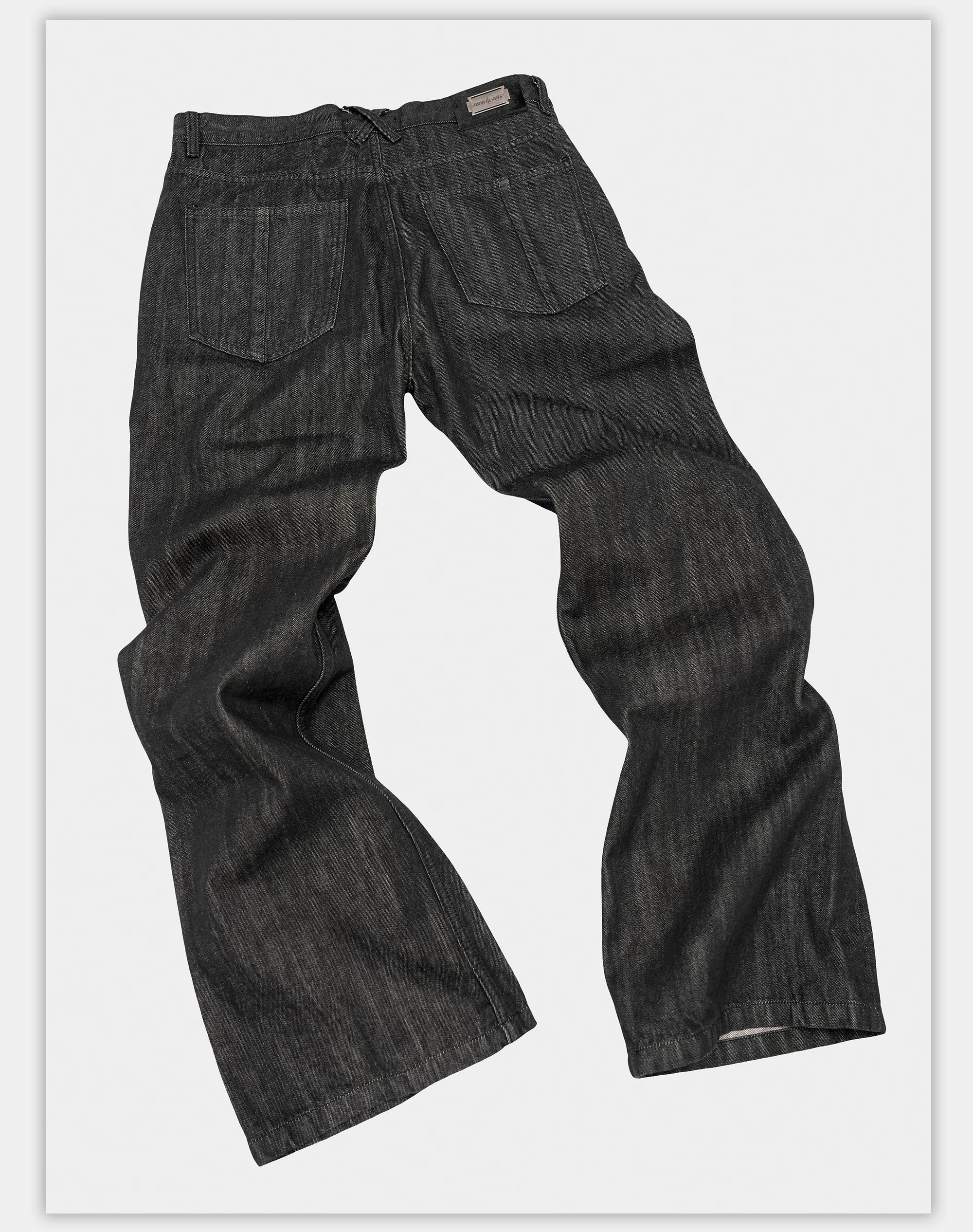 Flared Asymmetrical Raw Selvedge Jeans