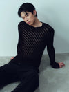 Vintage Cutout Slim Stretch Knit Top