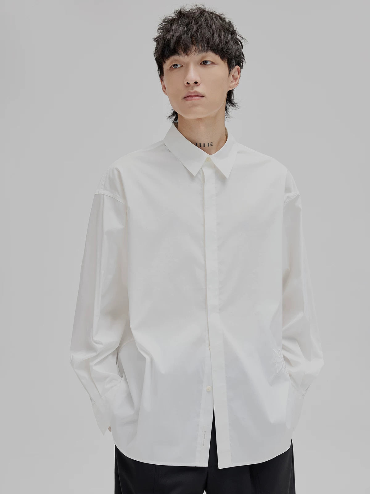 Basic Embroidered Pima Cotton Blend Shirt