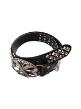 Vintage Punk Carved Rhinestone Leather Belt