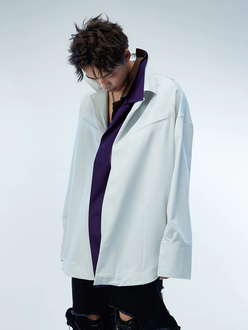 Couple's Loose Color-block Three-layer Collar Coat