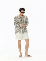 Long Sleeve Collared Paisley Silk Shirt