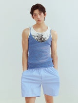 Mixed Blue Deep V Knit Camisole