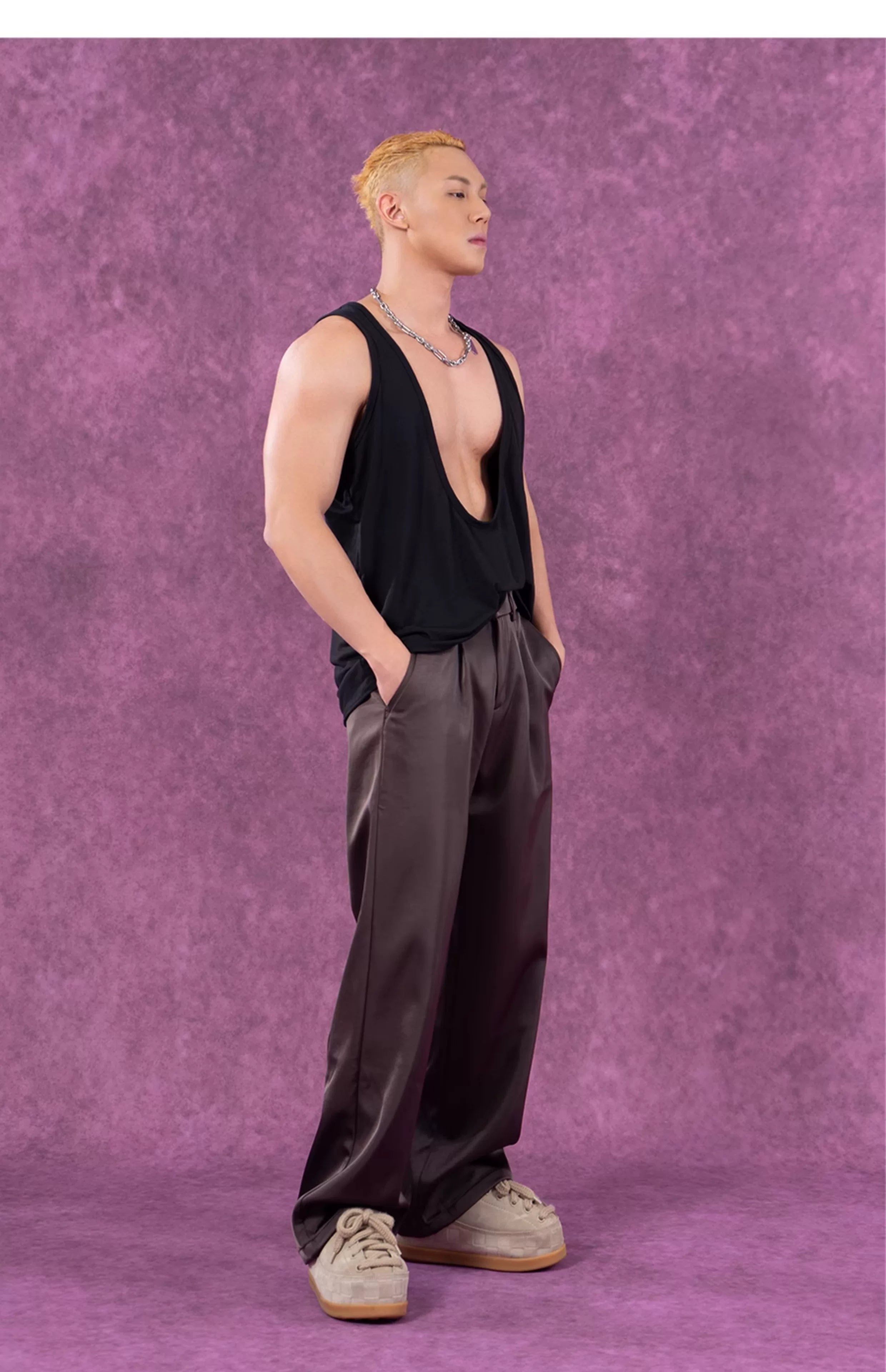 Men's Colorful Deep V Sports Tank