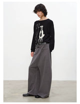 Drop Shoulder Dog Jacquard Cotton Sweater