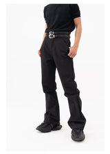 Men's Double Buckle Pleated Casual Pants