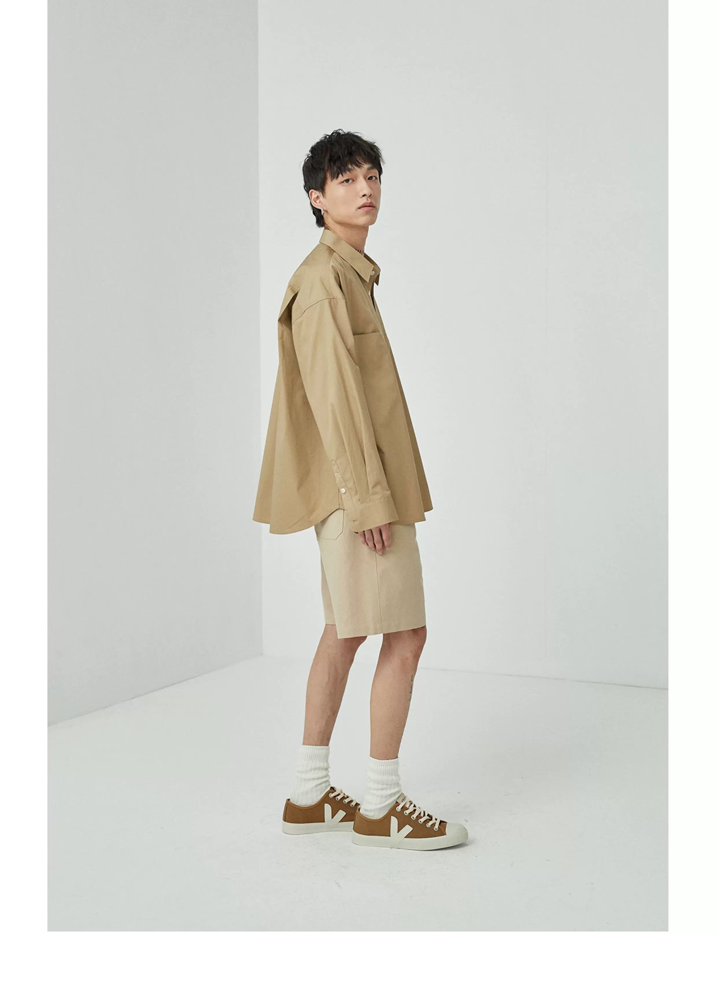 Split Pocket Basic Cotton Shirt