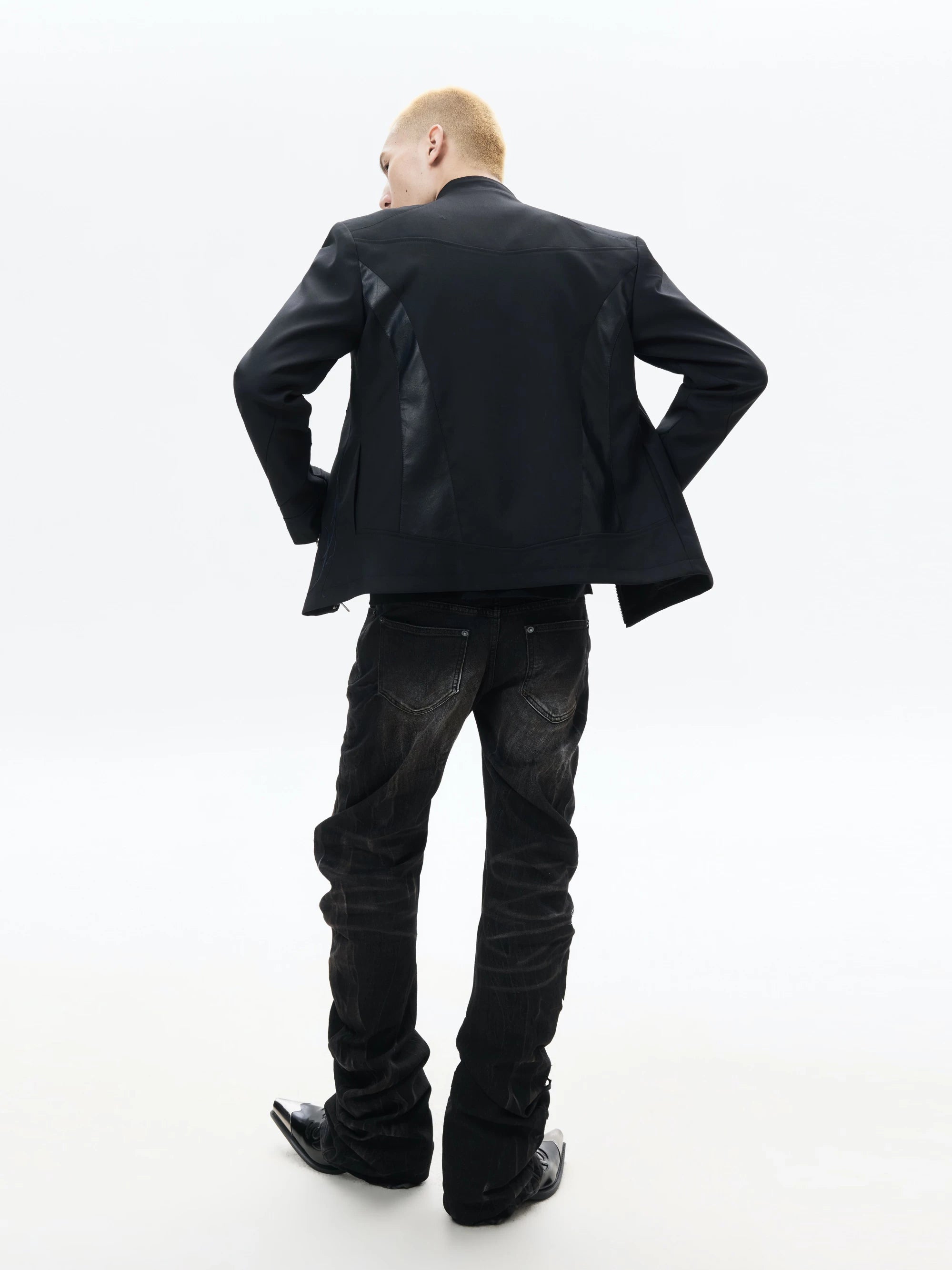 Black Napoleon Style Casual Double-breasted Jacket