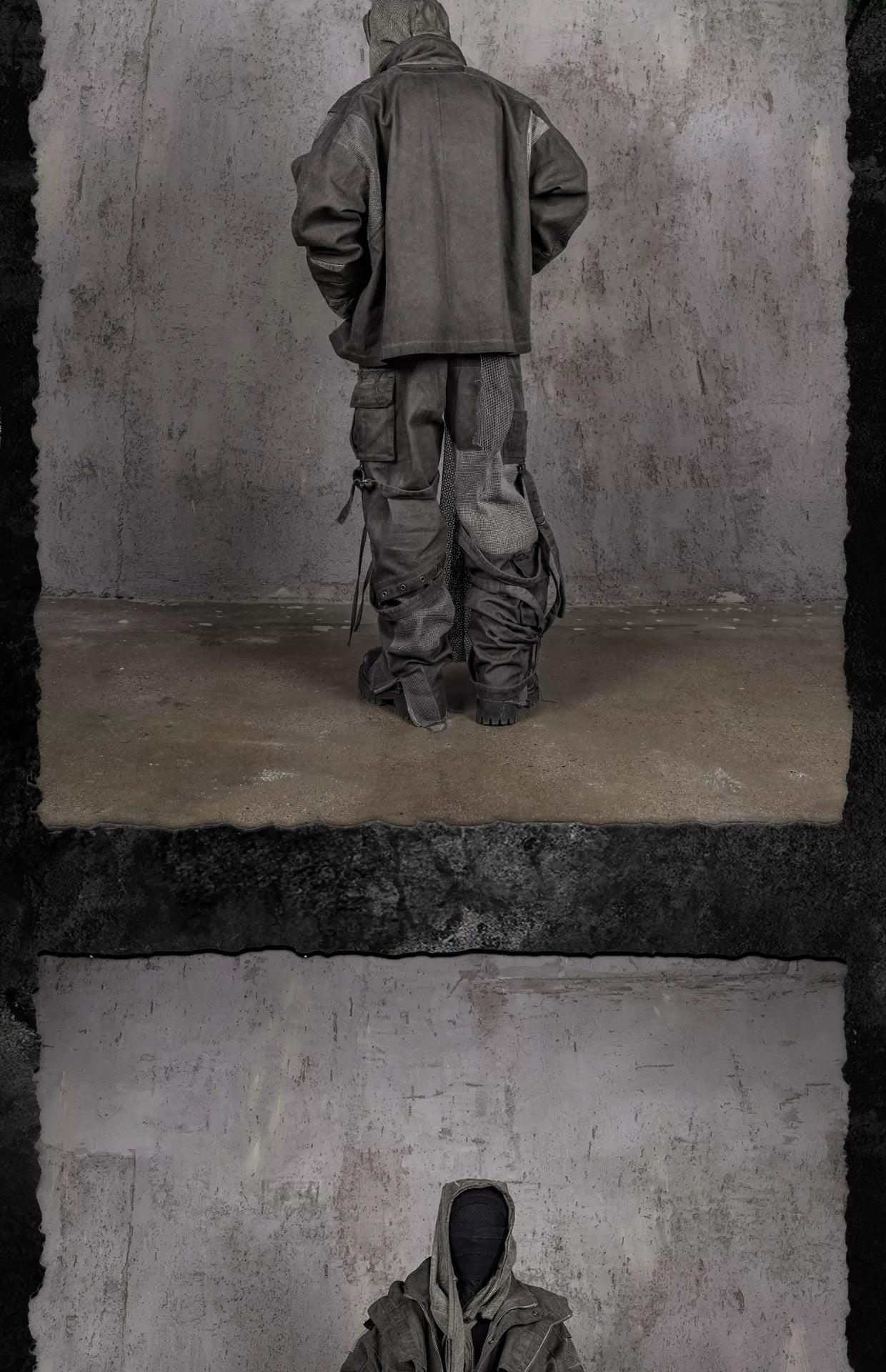 Distressed Patchwork Strapped Scavenger Jacket