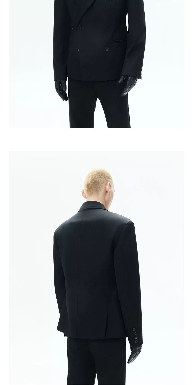 Loose Black Double-breasted Tailored Blazer