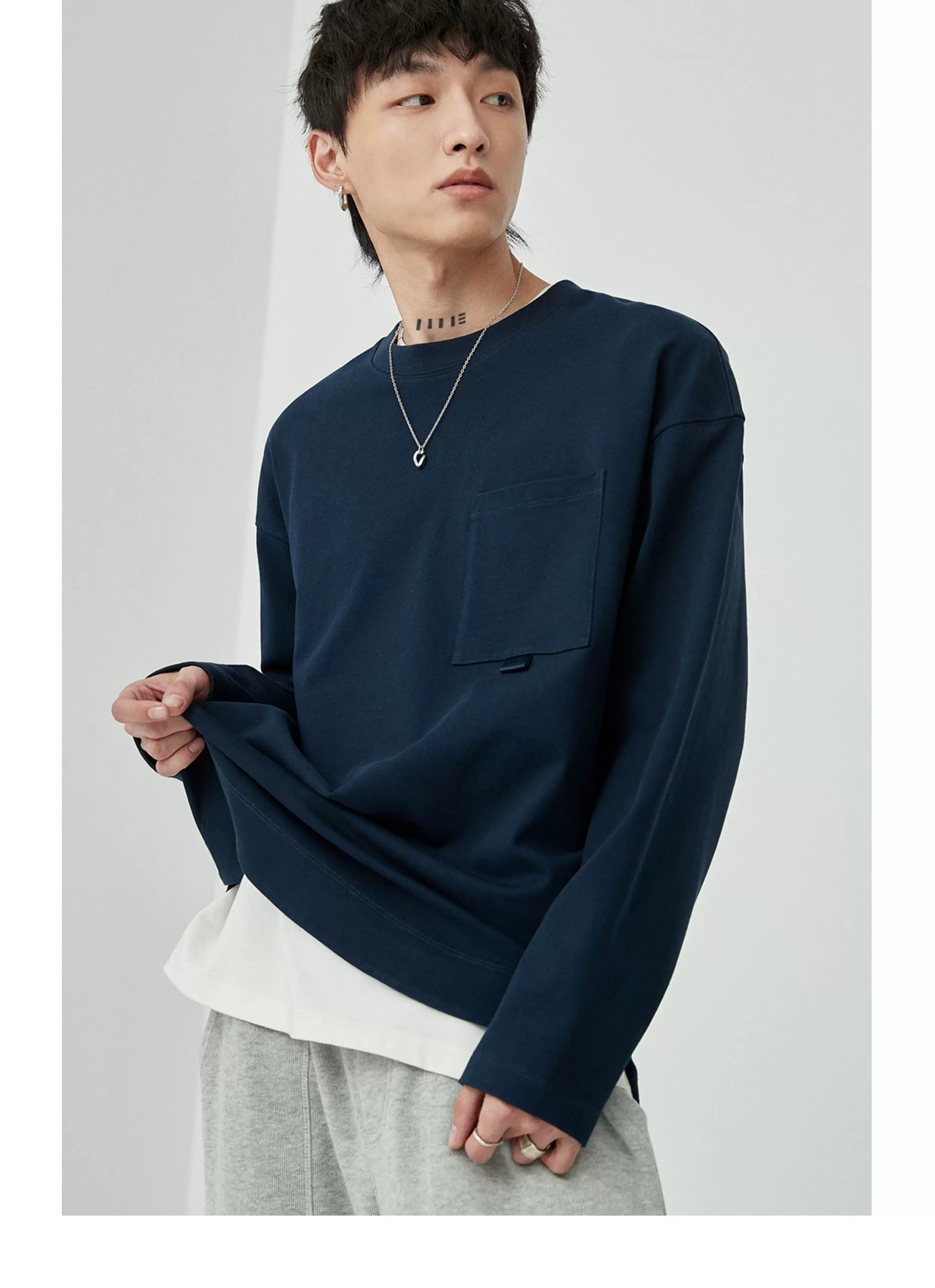 Ribbon Pocket Long Sleeve Tee