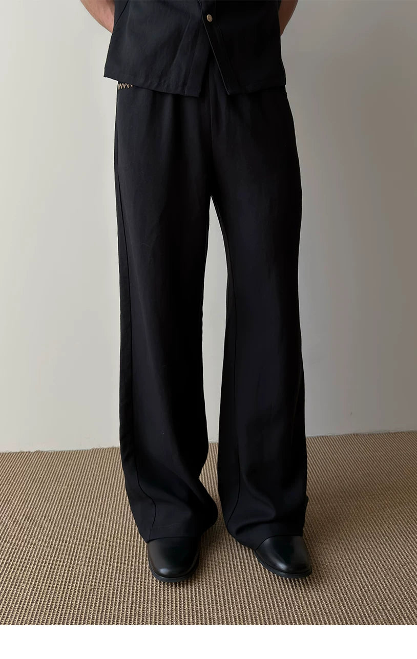 Drawstring Straight Leg Linen Lyocell Pants