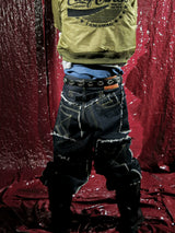 Baggy Raw Denim Patchwork Pants