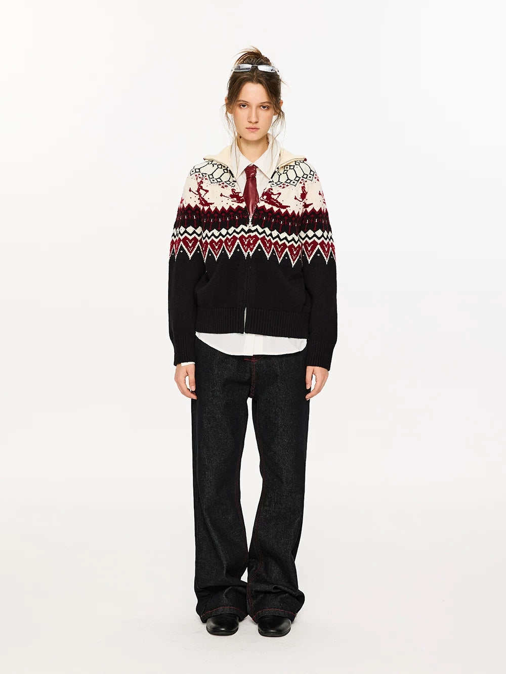 Fair Isle Color Block Cardigan