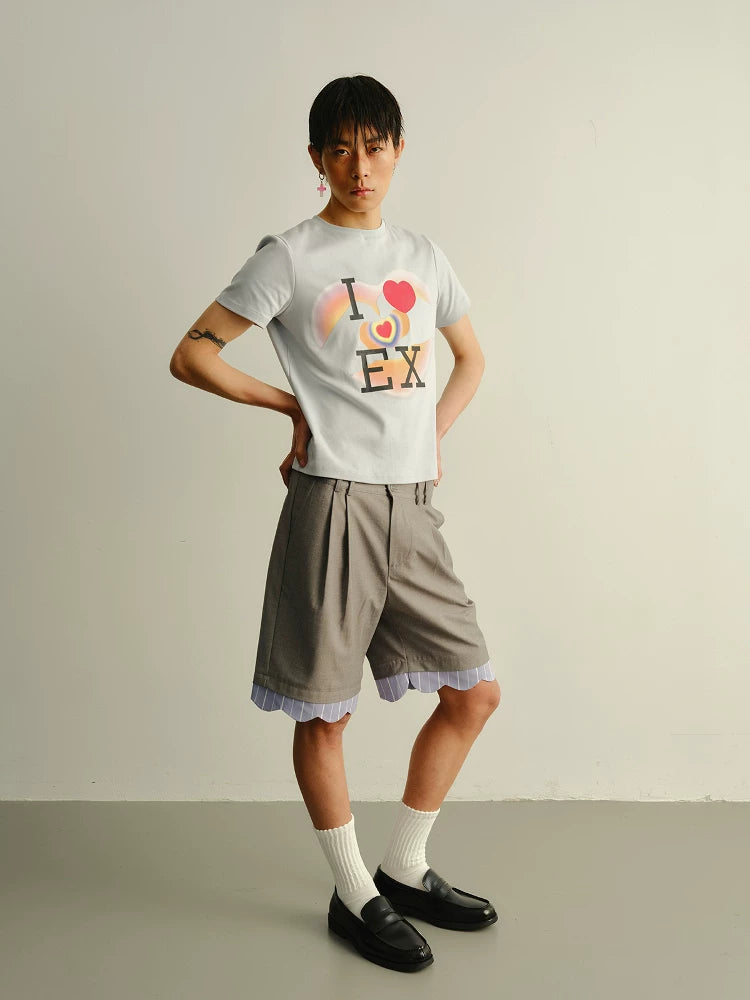 Unisex Striped Lace Wide Leg Shorts