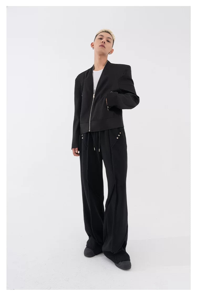 Men's Two-Tone Zip Shoulder Pad Jacket