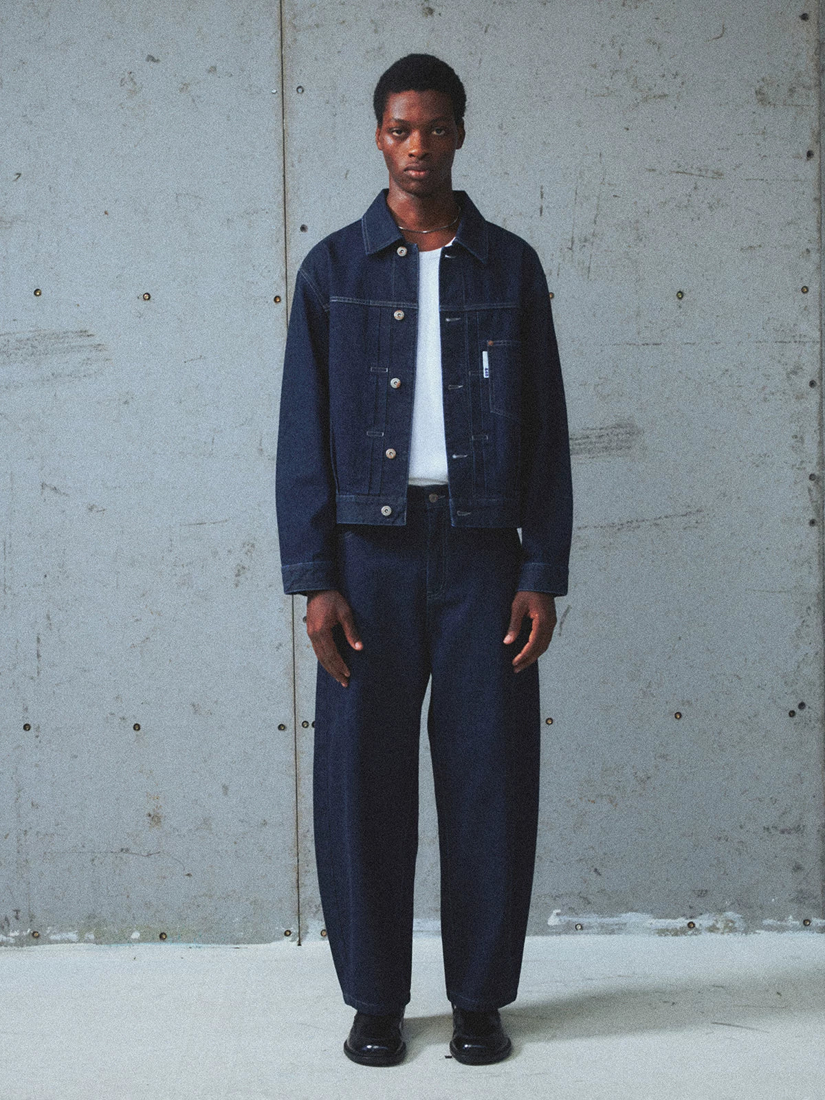 Okayama Classic Pleated Cropped Denim Jacket