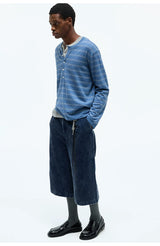 Striped Henley Cotton Cashmere Sweater