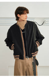 Men's Loose Color Block Bomber Jacket