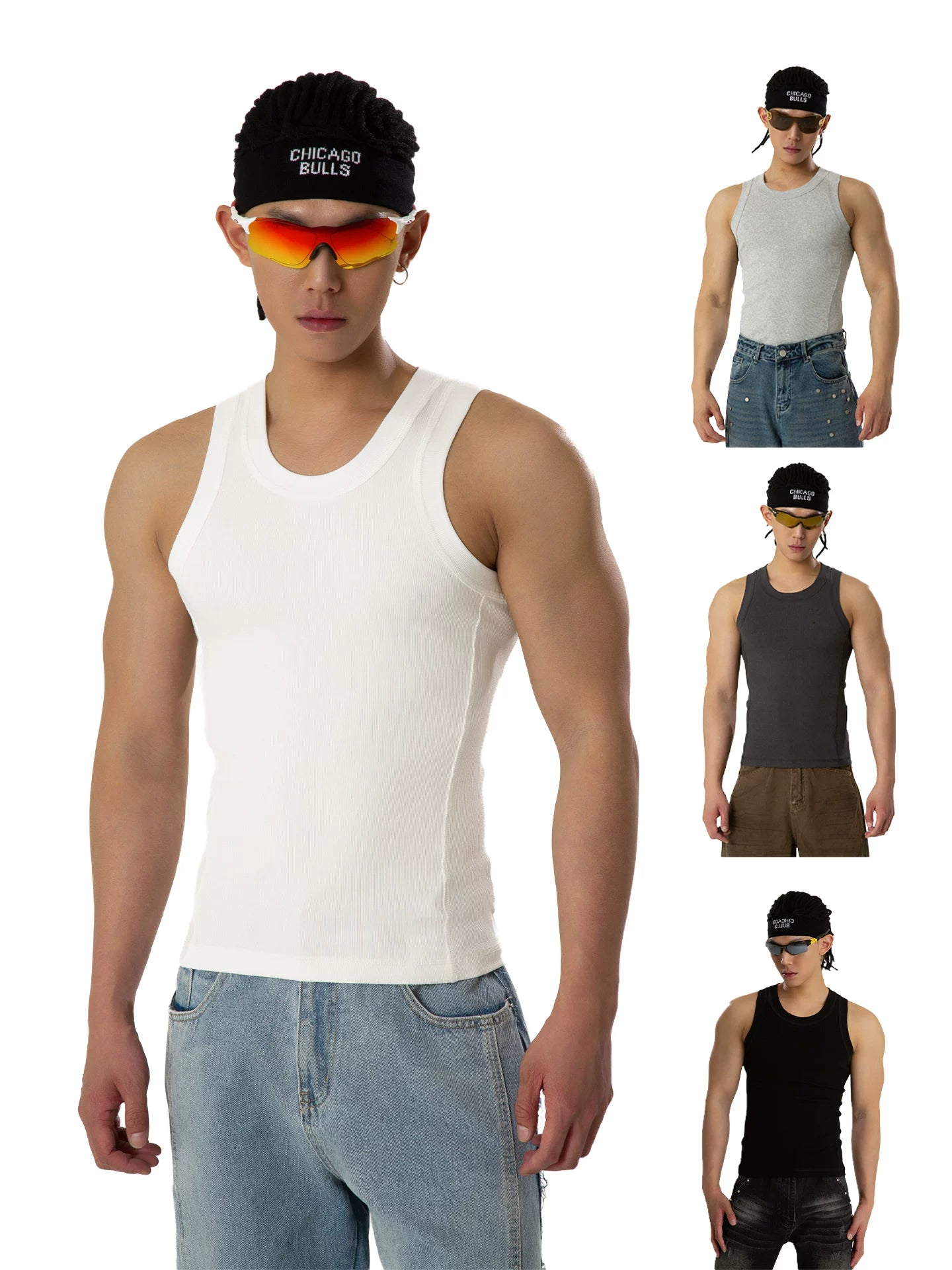 Men's Slim Ribbed Knit Workout Tank