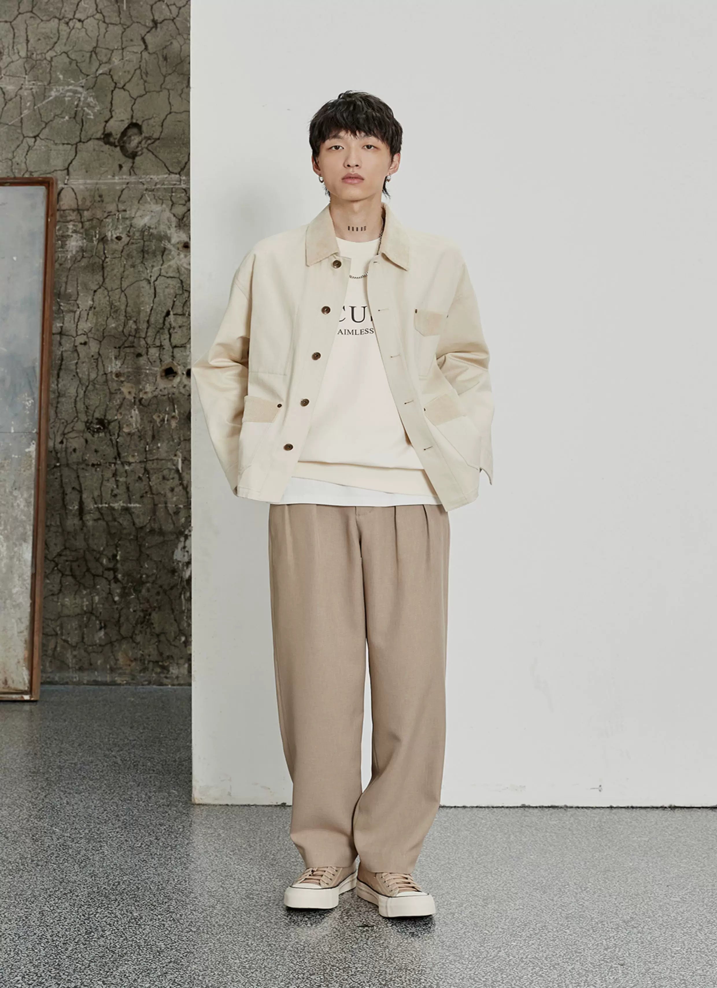 Pleated Wide Leg Suit Pants