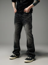 Heavy Washed Loose Flared Stacked Jeans