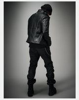 Asymmetric Wild Cowhide Leather Jacket